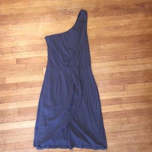 S Grey One Shoulder Cotton Mini